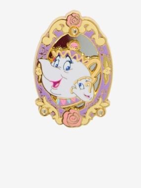 (3/$65) The Beauty and The Beast Mirror Character Mrs Pot And Chip Portrait Pin